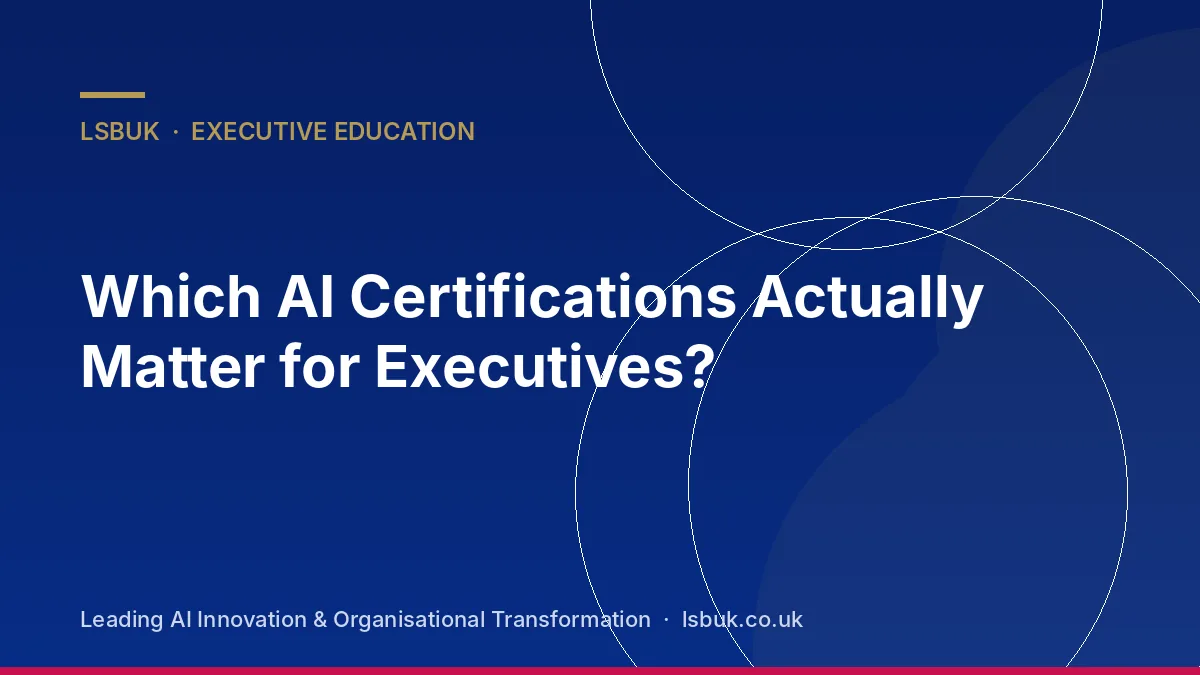 An executive reviewing AI course certificates and a project plan