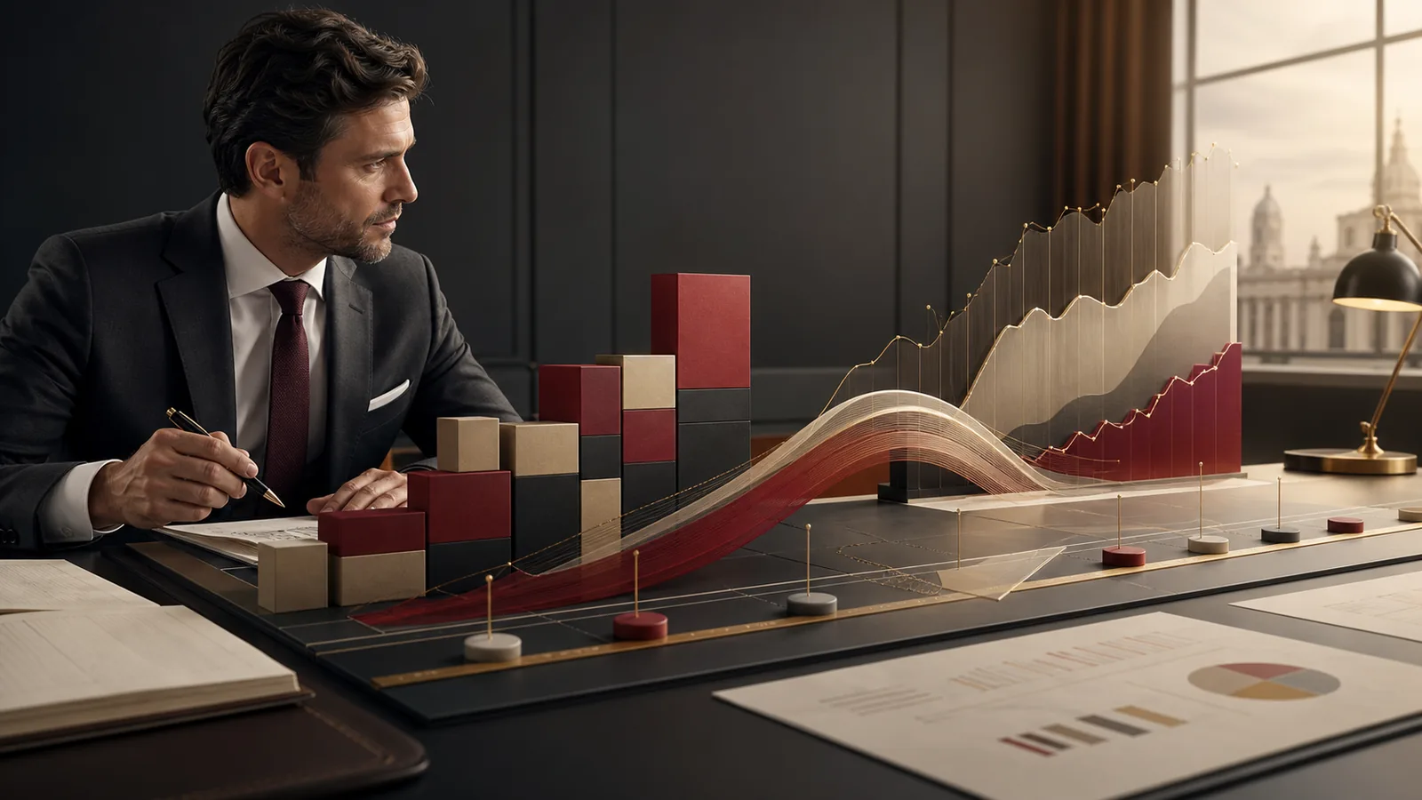 Manager using budgeting, forecasting and cash flow for business decisions
