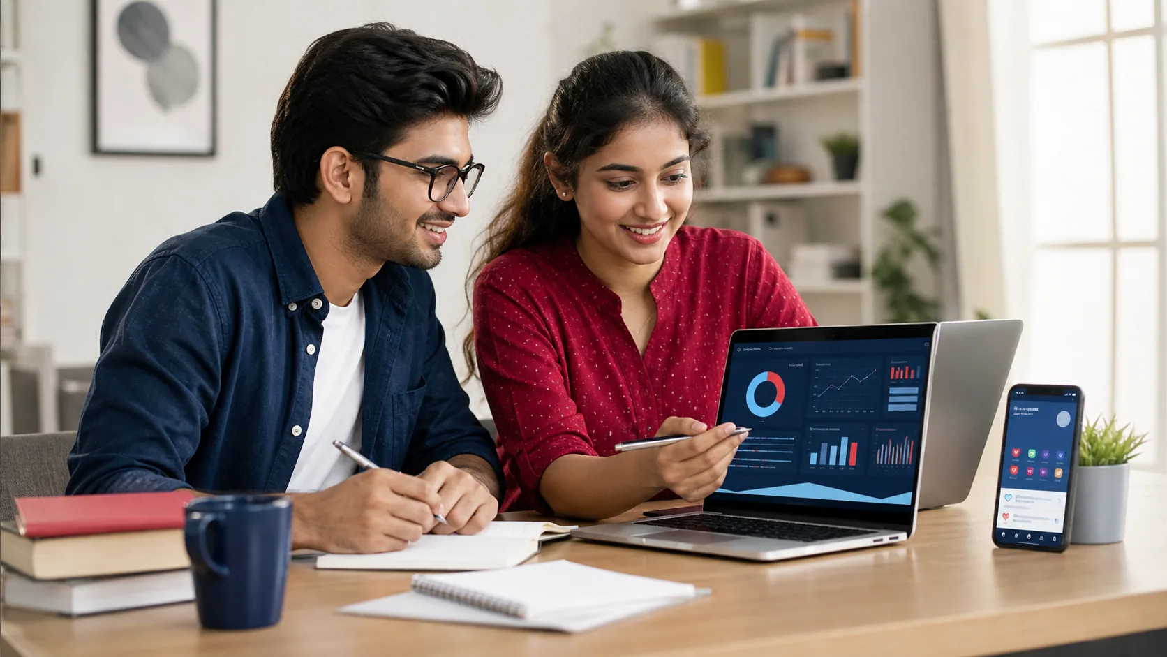 Students comparing online digital marketing course options in India