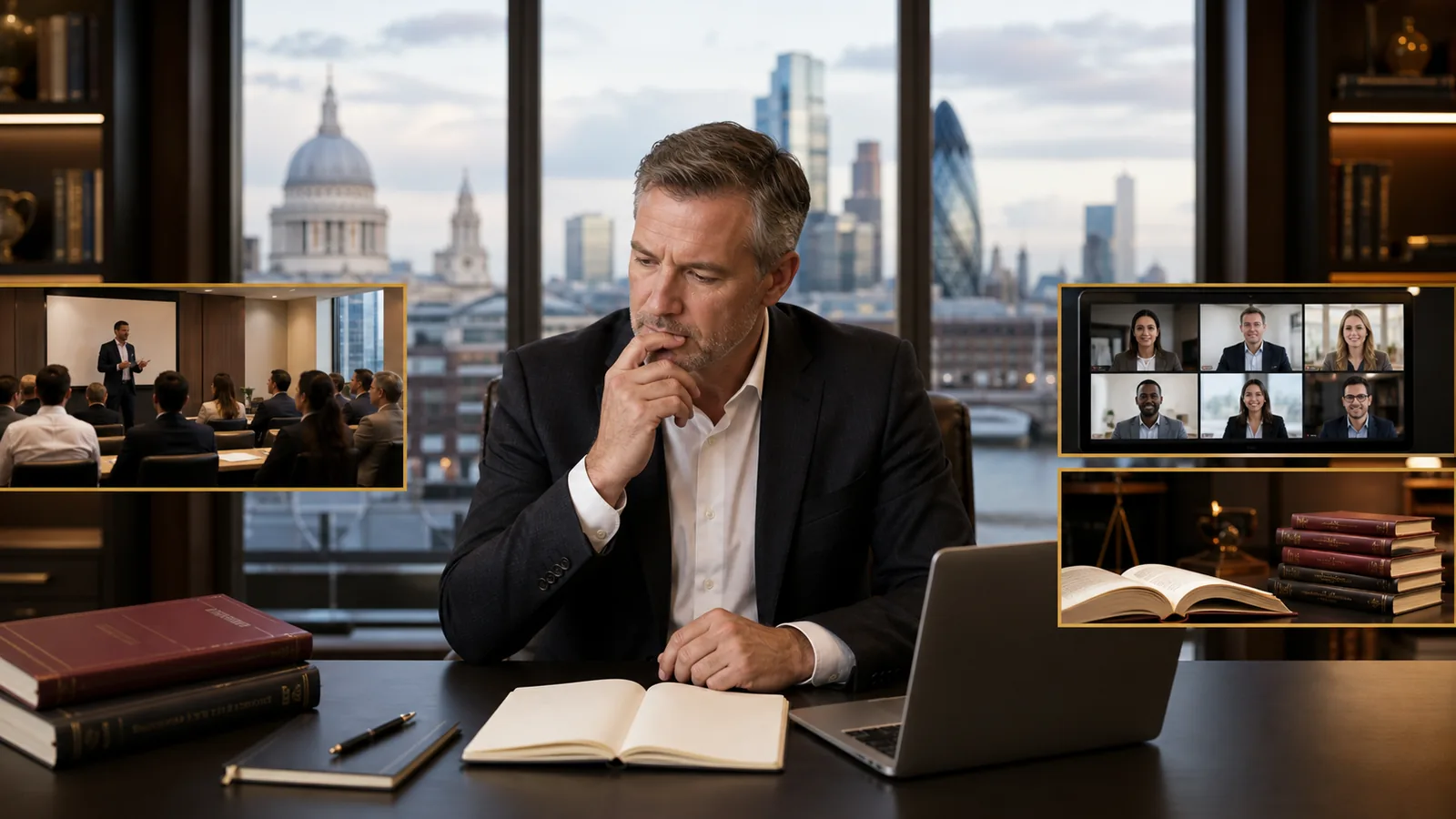 Executive comparing finance course options in London