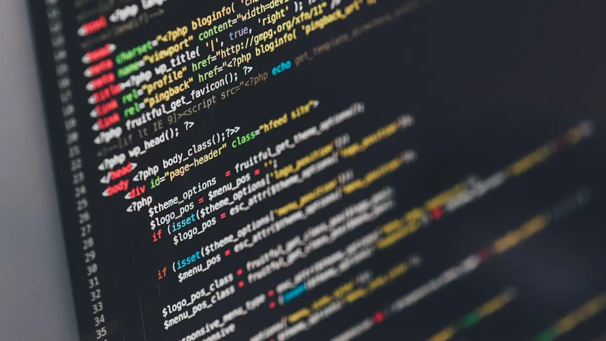Colourful code on a monitor
