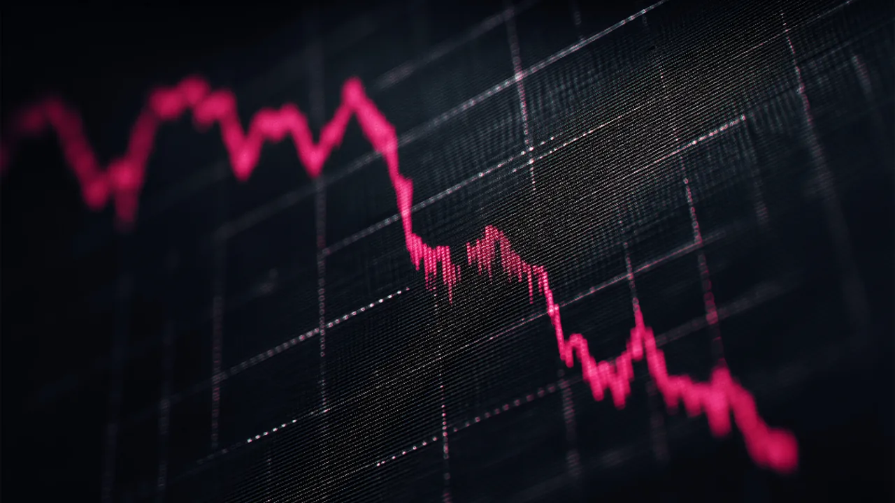 A market chart showing rising and falling trends