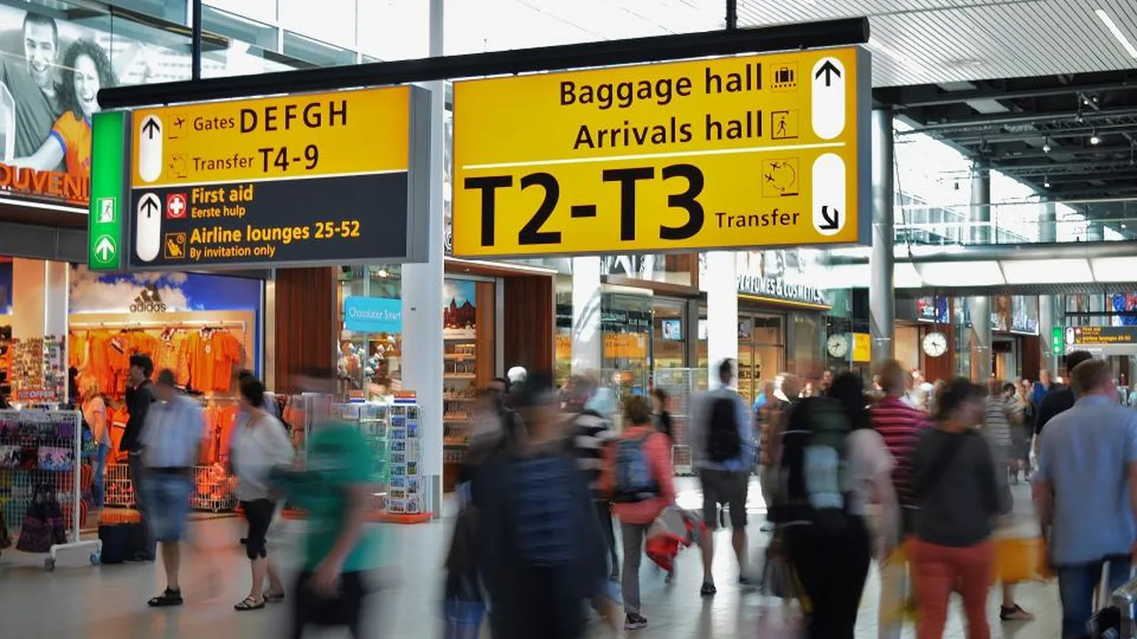 Traveller arriving home at an airport