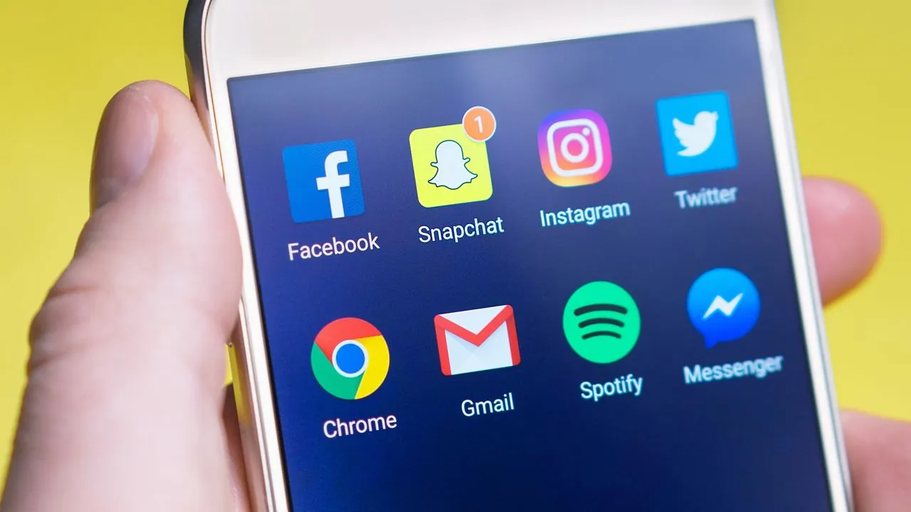Social media apps on a smartphone screen
