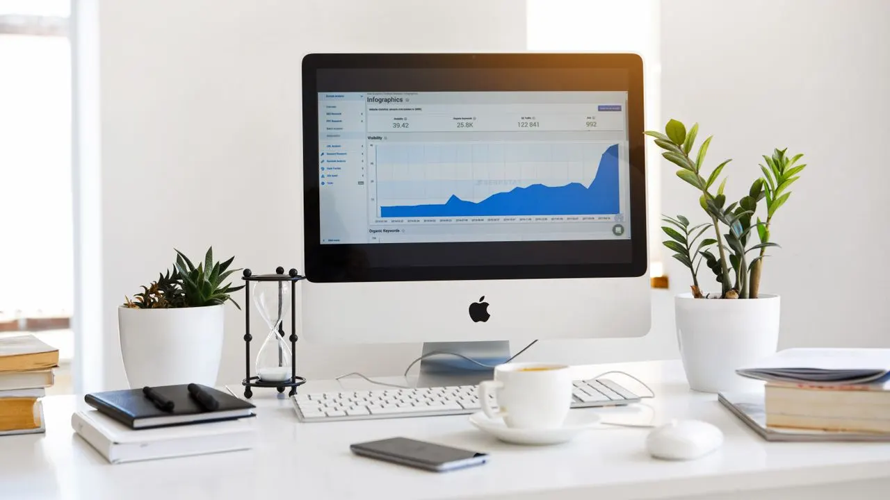 A computer screen showing a rising growth chart