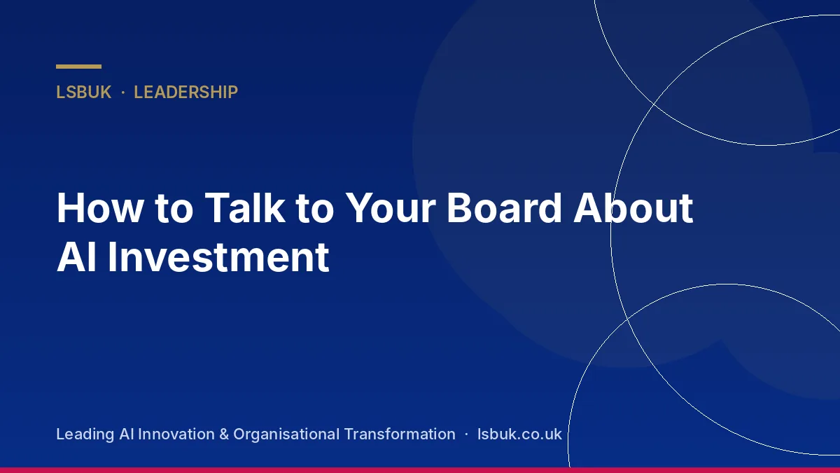 A presenter discussing AI investment with a board of directors