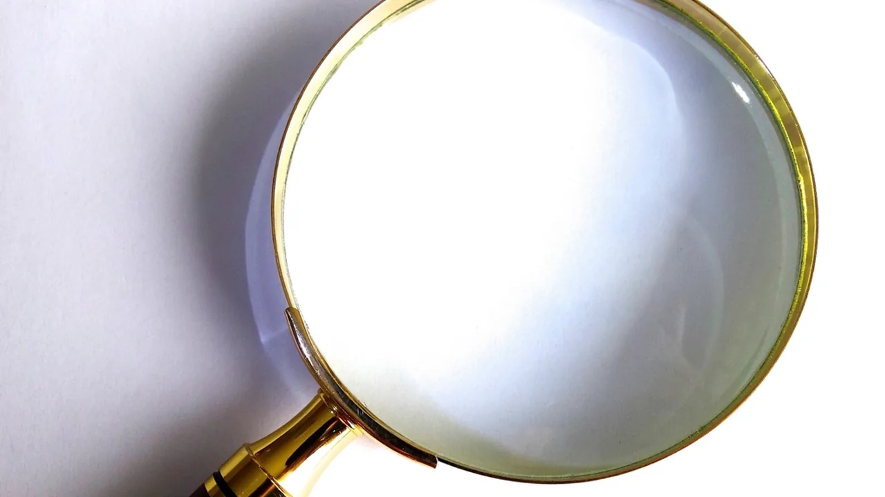 A magnifying glass over a chart representing research